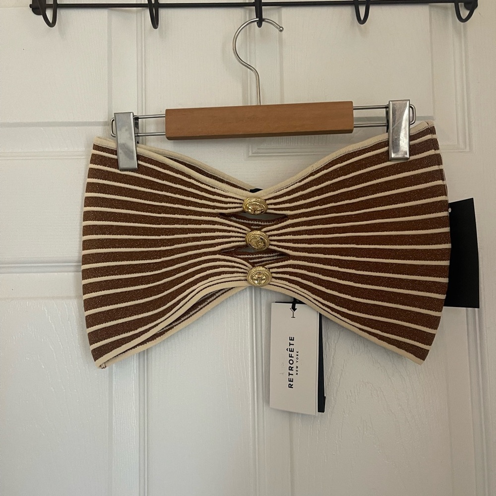 Retrofete Metallic Caramel Striped Top - Picture 4 of 9